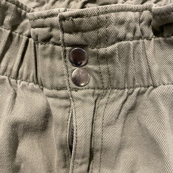 H&M Womens Sage Green Paper Bag Button High Waist Pants Sz 10  Tapered - Picture 6 of 11